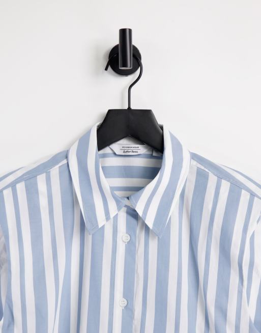 & Other Stories – Blau gestreifte, ärmellose Hemdbluse aus Baumwolle mit Schulterpolstern - MULTI, 3 von 4