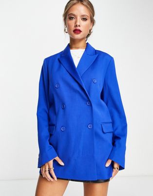 & Other Stories co-ord double breasted blazer in blue - ASOS Price Checker