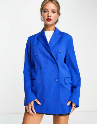 & Other Stories co-ord double breasted blazer in blue - ASOS Price Checker