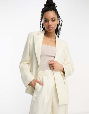 & Other Stories co-ord linen blend blazer in off white - ASOS Price Checker