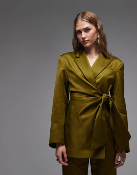 & Other Stories - Blazer in raso verde oliva con laccetti in coordinato - view 1