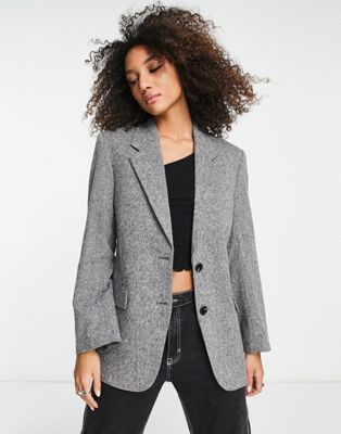 & Other Stories co-ord oversize wool blend blazer in salt and pepper grey - ASOS Price Checker