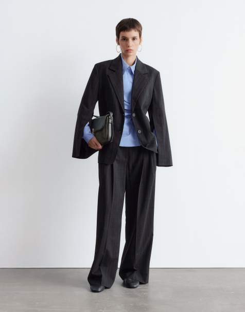 & Other Stories blazer set with cinched back detail in gray - view 1