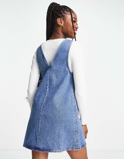 Jean overall mini outlet dress