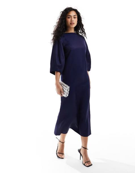 Irreplaceable | Navy Backless Bum Ruched Fishtail Maxi Dress