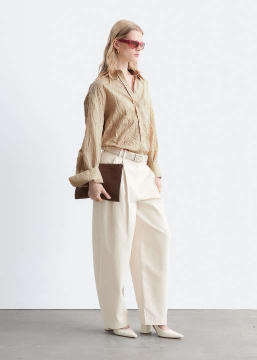 & Other Stories block heel pointed leather pumps in off white, 6 of 6