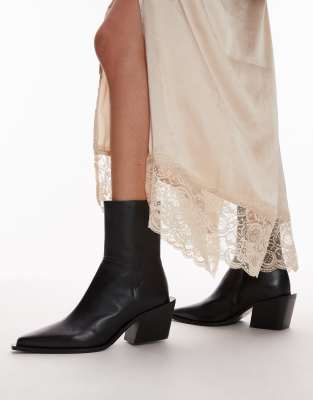 & Other Stories block heeled western chelsea boots in black