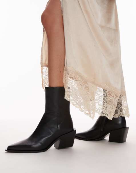 & Other Stories block heeled western chelsea boots in black - view 1