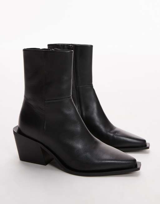 Other Stories block heeled western chelsea boots in black ASOS