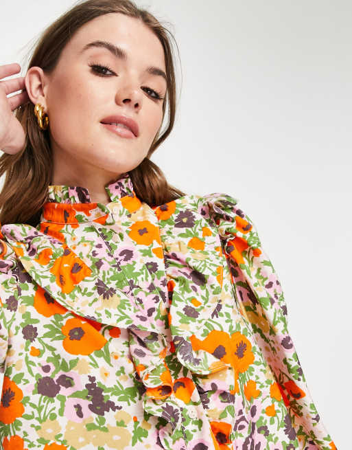 & Other Stories – Blommig blus i vid modell med volang, 4 av 4