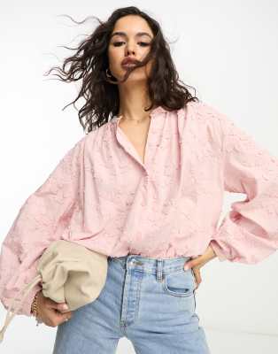 & Other Stories floral embroidered blouse in pink - ASOS Price Checker