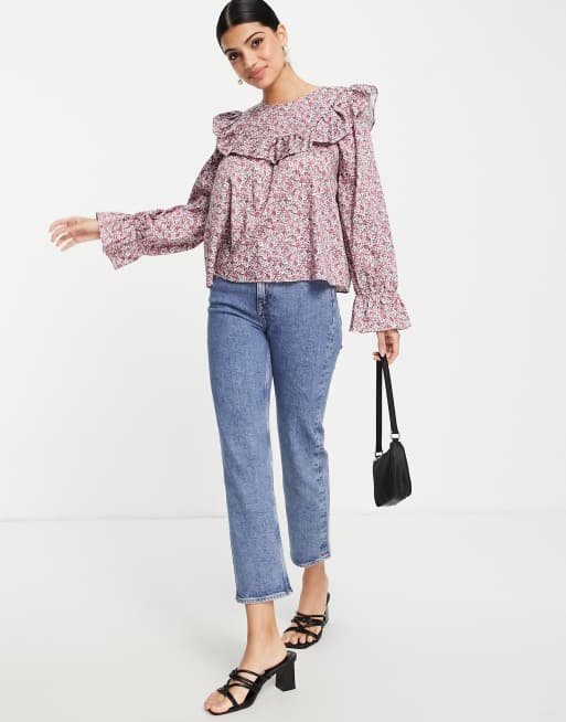 & Other Stories - Blouse à imprimé fleuri et détail volanté - Multicolore