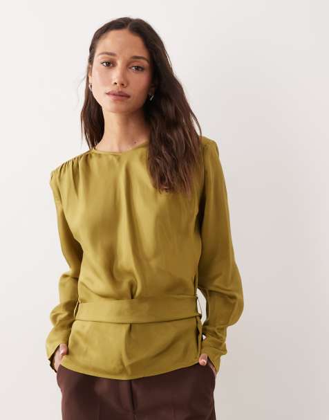 & Other Stories - Blouse à manches longues nouée dans le dos - Vert - view 1