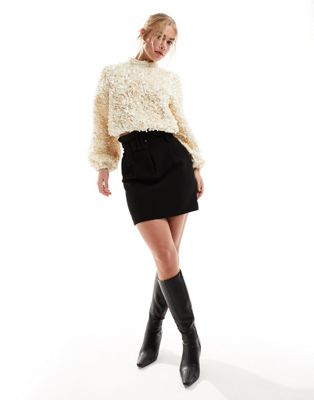 & Other Stories long sleeve blouse with all over 3D flowers in off white - ASOS Price Checker