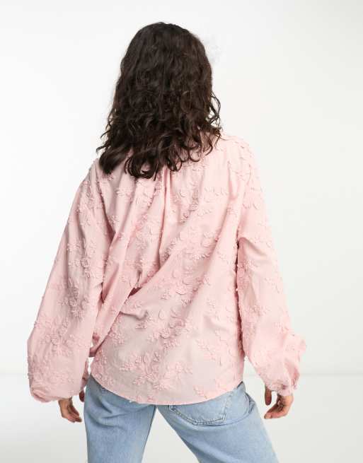 & Other Stories - Blouse met bloemenborduursels in roze, 2 van 4
