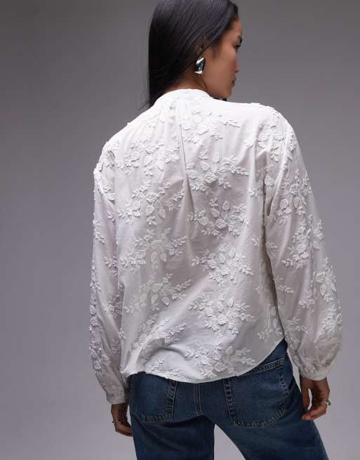& Other Stories - Blouse met bloemenborduursels in wit, 4 van 4