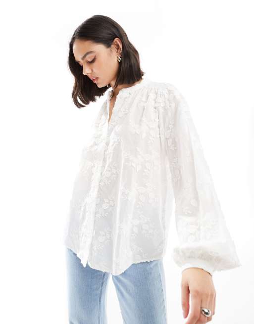 & Other Stories - Blouse met bloemenborduursels in wit