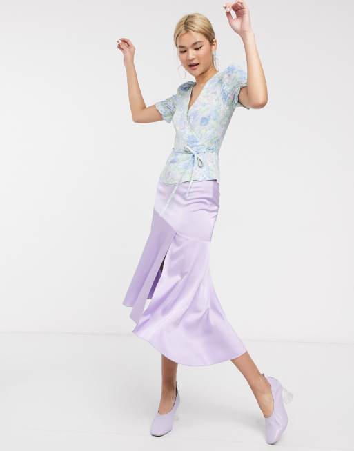 & Other Stories - Blouse met overslag en bloemenprint in blauw