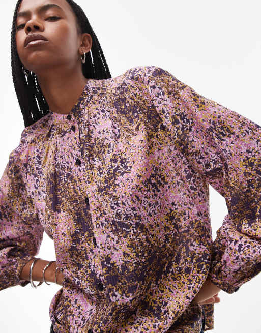 & Other Stories - Blouse met textuur en roze abstracte print, 3 van 4