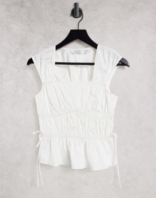 Chemises et blouses & Other Stories - Blouse sans manches à détails corset en coton biologique - Blanc