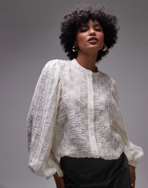 & Other Stories blouse with volume sleeves in off white - view 1