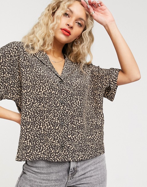& Other Stories blurred animal print blouse in brown