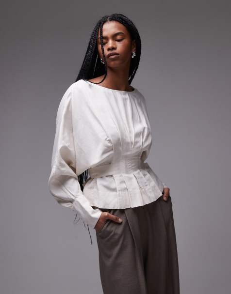 & Other Stories - Blusa bianca con dettaglio stile corsetto e maniche voluminose - view 1