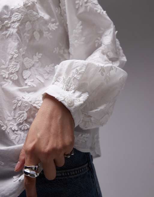 & Other Stories - Blusa bianca con ricami floreali, 2 di 4