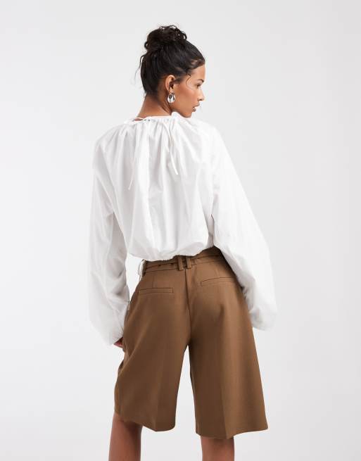 & Other Stories - Blusa bianco sporco con maniche arricciate, 4 di 4