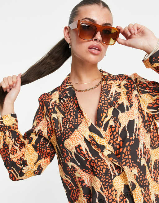 & Other Stories - Blusa con stampa multicolore con giraffe in coordinato