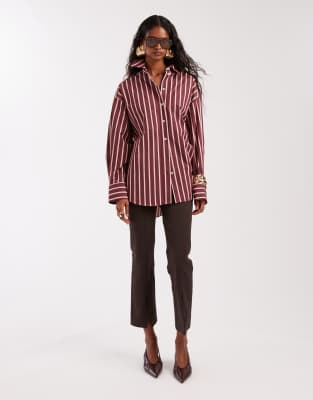& Other Stories - Bluse in Burgunderrot mit Streifen