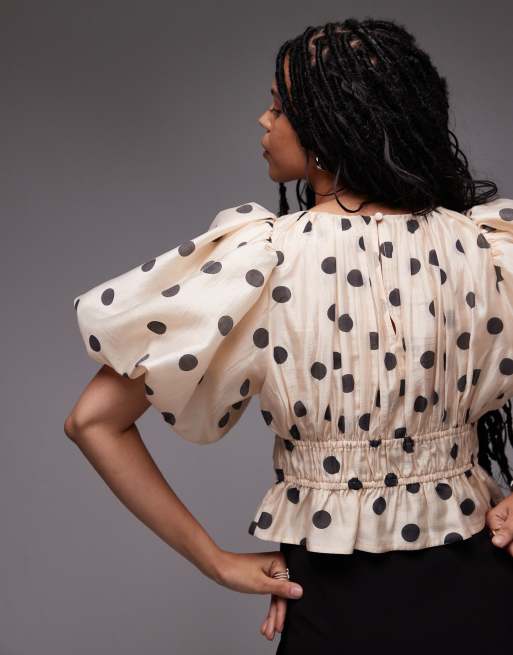 & Other Stories - Bluse med pufærmer i statement-design og indsyet talje samt prikket print, 4 af 4