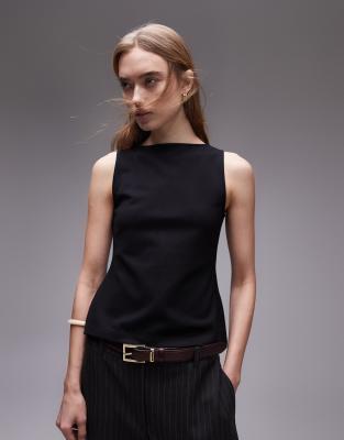 & Other Stories & Other Stories boat neck jersey vest top in black