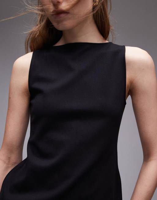 & Other Stories boat neck jersey vest top in black, 3 of 4
