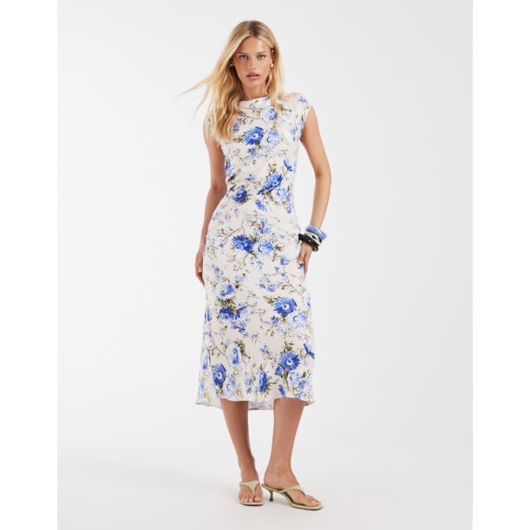ditsy floral print boat neck corset slip midi dresses-white Elegant Floral Print Midi Sun Dress Vintage Corset High Waist Black Red  Pink Blue Dresses Holiday 2025 Summer New Sundresses Y2K