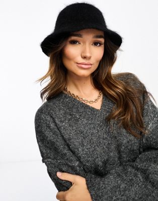 & Other Stories hairy knit bucket hat in black - ASOS Price Checker