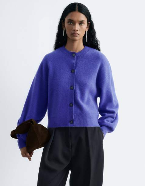& Other Stories boiled wool cardigan in purple - view 1