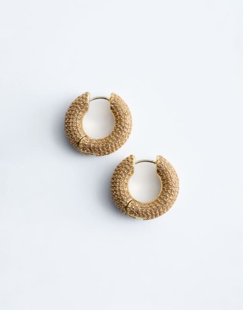 & Other Stories bold rhinestone hoop earrings in gold - view 1