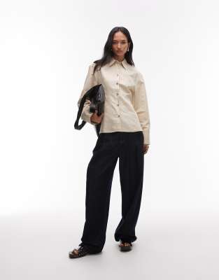 & Other Stories bold shoulder sculpted shacket in beige-Neutral