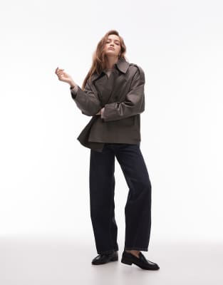 & Other Stories Bold Shoulders Short Trench Jacket In Green