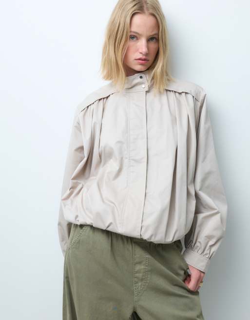 & Other Stories bomber con collo a imbuto beige, 4 di 4