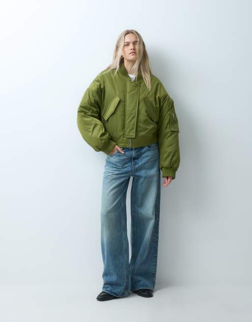 & Other Stories bomber in nylon imbottito pesante verde oliva, 2 di 4