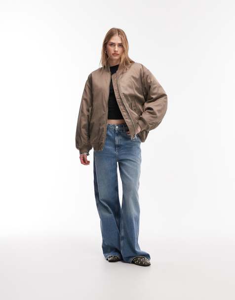 & Other Stories - Bomber in nylon marrone con zip sul davanti - view 1