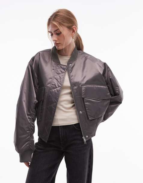 & Other Stories bomber jacket in dark grey 