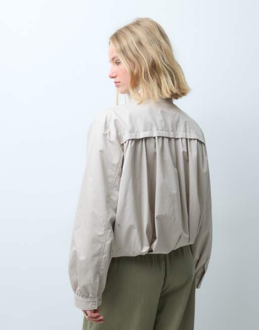 & Other Stories Bomberjacke aus Baumwollmix mit Trichterkragen in Beige, 3 von 4