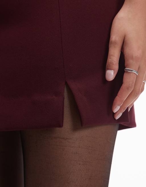 & Other Stories – Bordowa spódnica mini z małym rozcięciem, 4 z 5