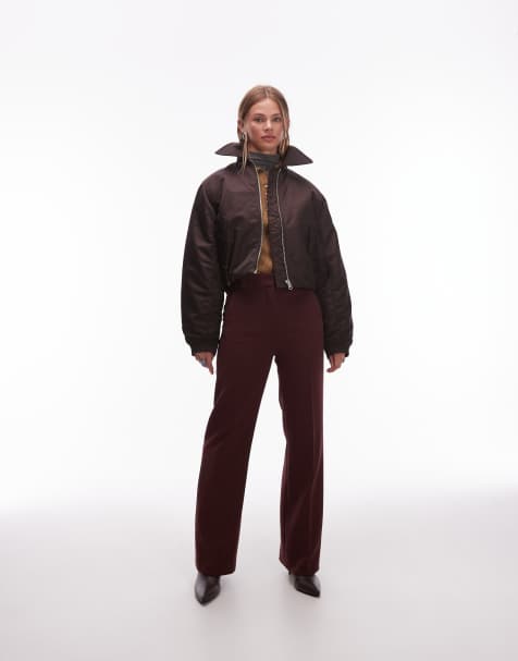 & Other Stories tailored flared trousers in burgundy