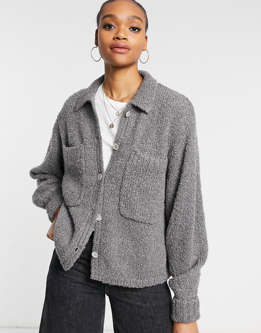 Other Stories &  Borg Cardigan In Gray-grey