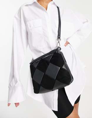 & Other Stories leather and suede braided cross body bag in black - ASOS Price Checker