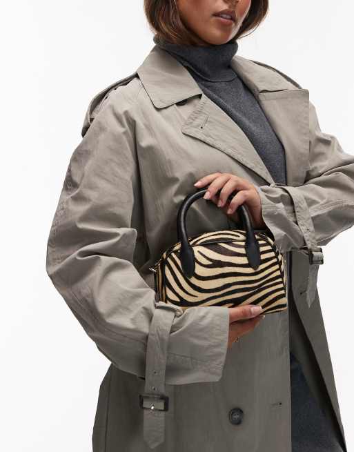 & Other Stories - Borsa bowling micro in pelle effetto cavallino bianca multicolore con motivo zebrato